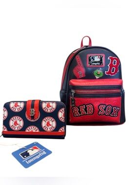 Loungefly Boston Red Sox Themed Backpack and matching wallet.
